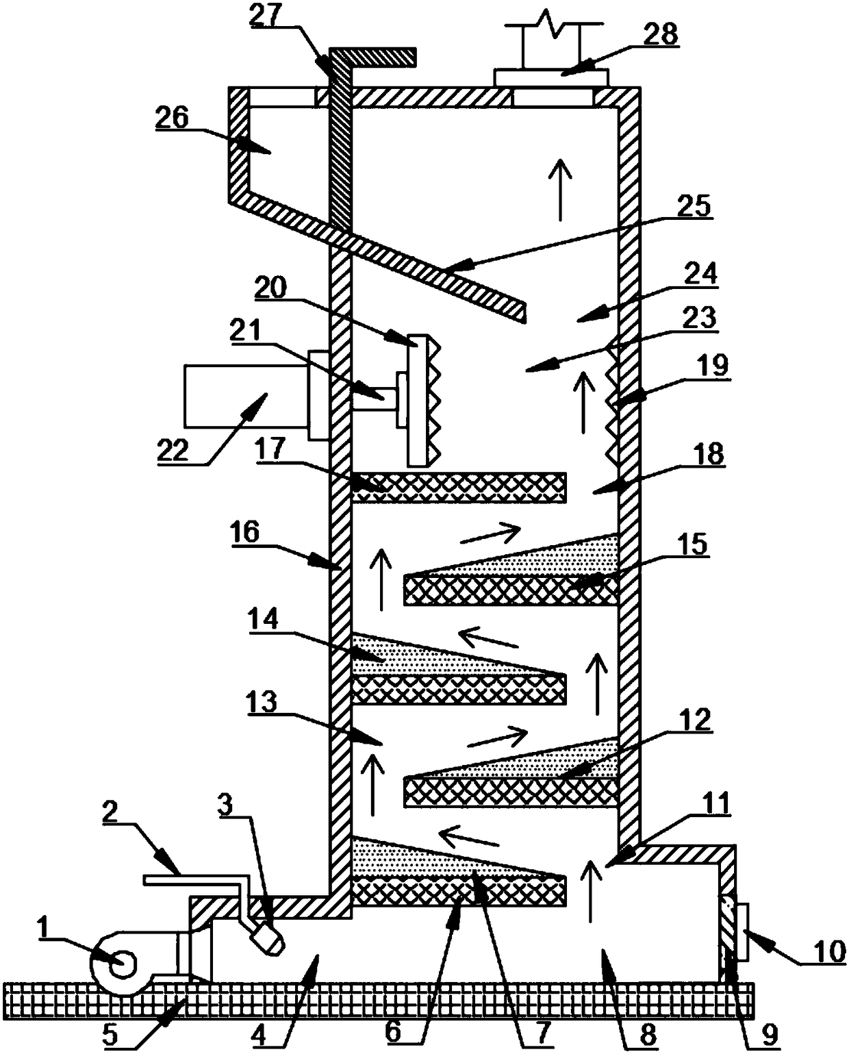 Energy-saving environment-friendly baffling vertical lime kiln