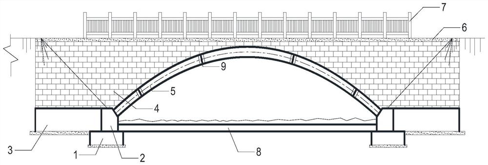 Solid-web arch bridge system spliced by UHPC prefabricated corrugated plate sections and construction method