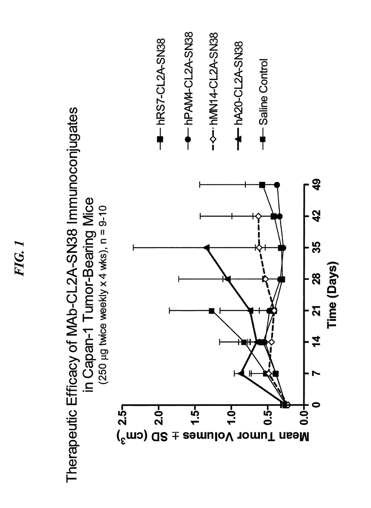 Dosages of immunoconjugates of antibodies and SN-38 for improved efficacy and decreased toxicity