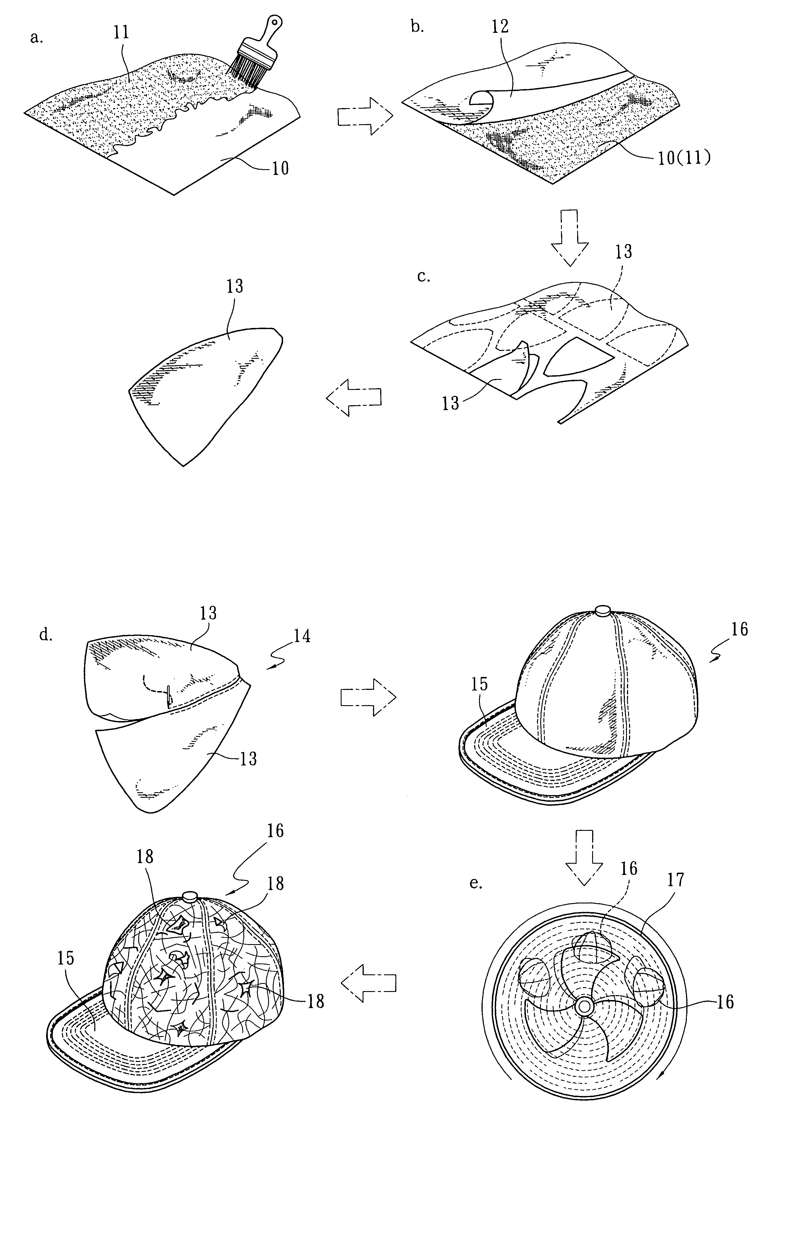 Method for manufacturing headgear of a peeling off effect