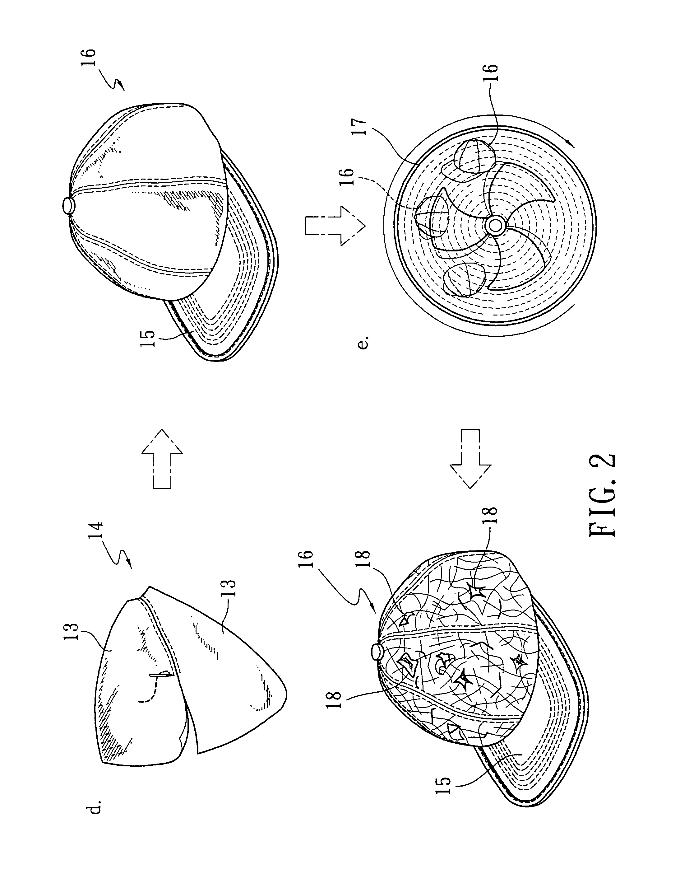 Method for manufacturing headgear of a peeling off effect