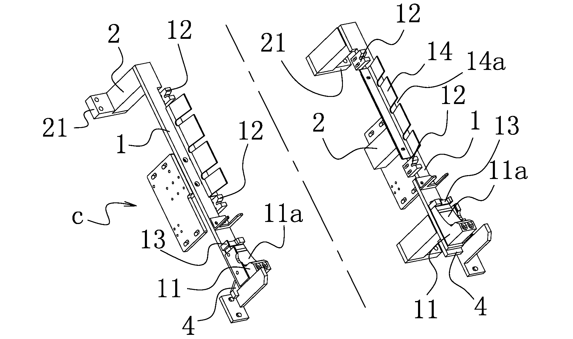 Side frame assembling positioning mechanism of automatic laundry rack assembling system