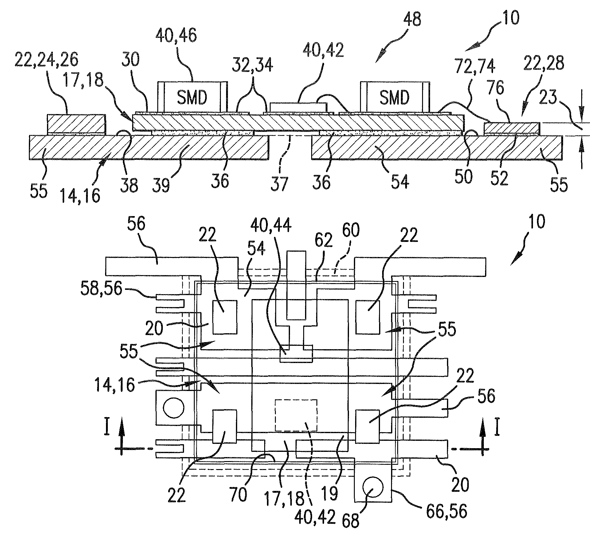 Electronic module and method for producing such a module
