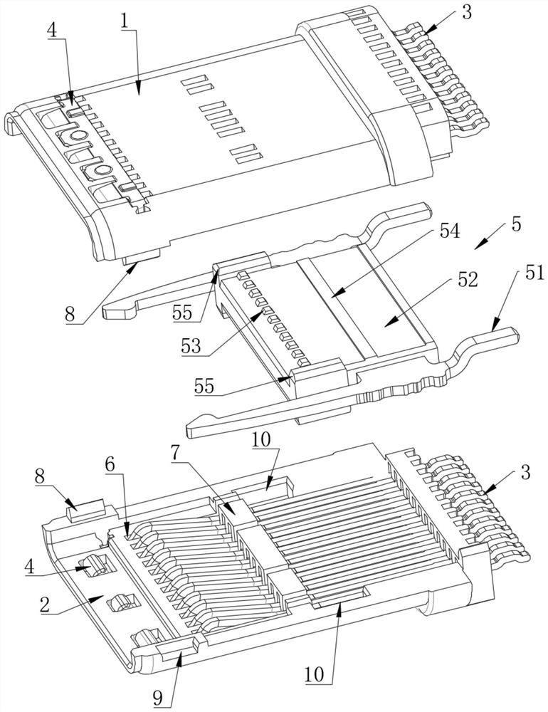 Type-C connector structure and production process thereof