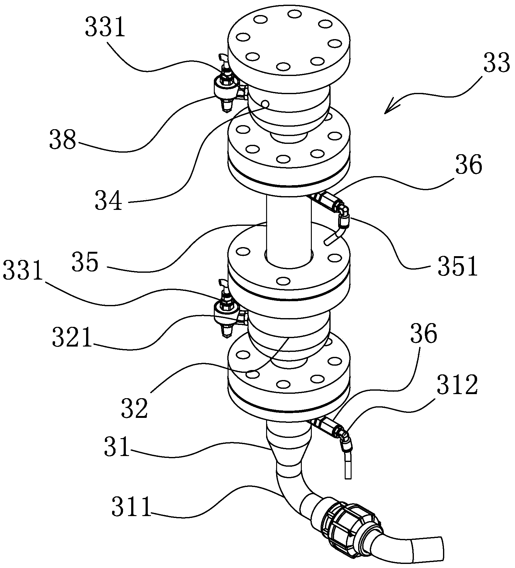 Improved vertical type section bar electrostatic spraying and coating device