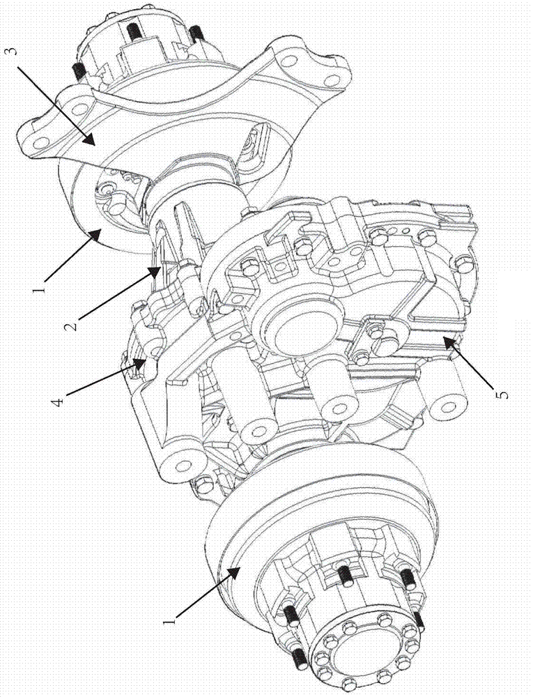 Electric fork-lift truck, axle case and middle case body