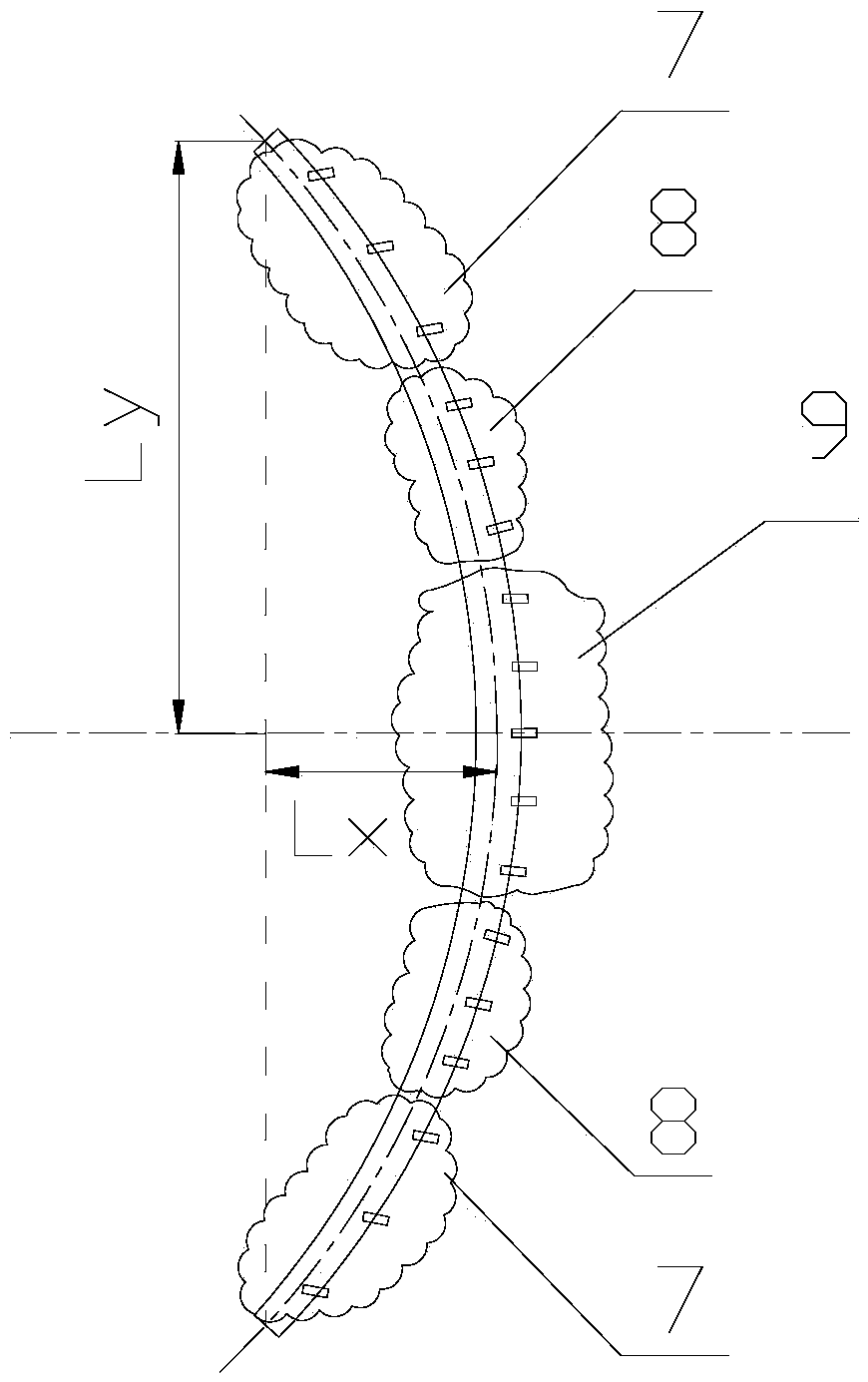 Cooling and spraying header for steel strips between rolling mill frames and mounting structure thereof