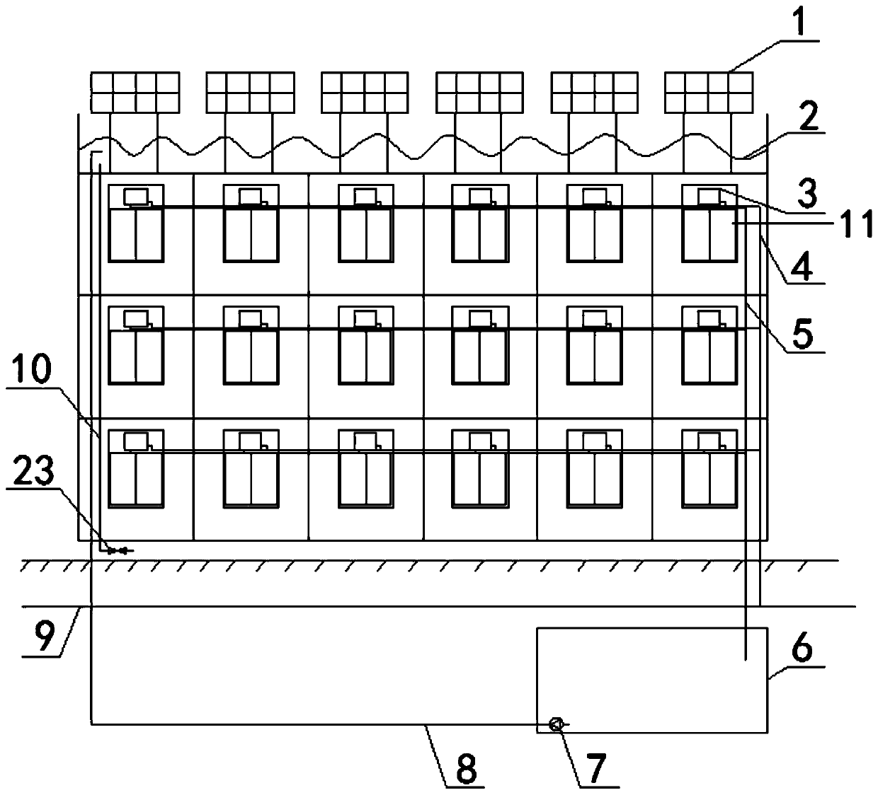 Passive evaporative cooling air conditioning system for dormitory apartment buildings