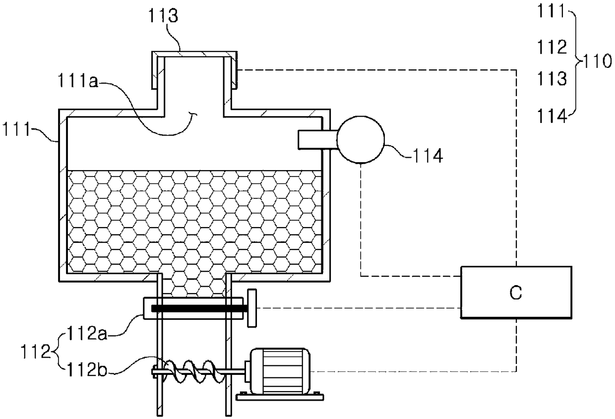 Molten material supply unit and dry coating device comprising same