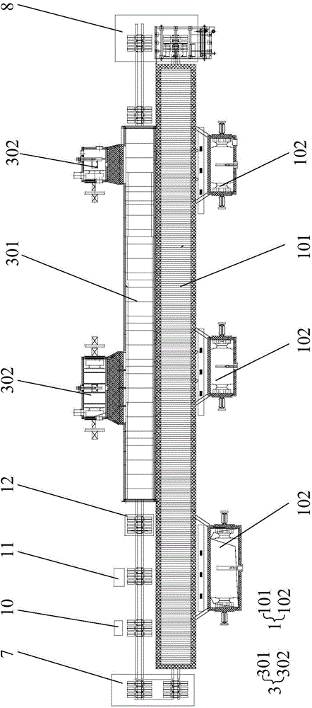Continuous heat treatment device of wheel hub blank