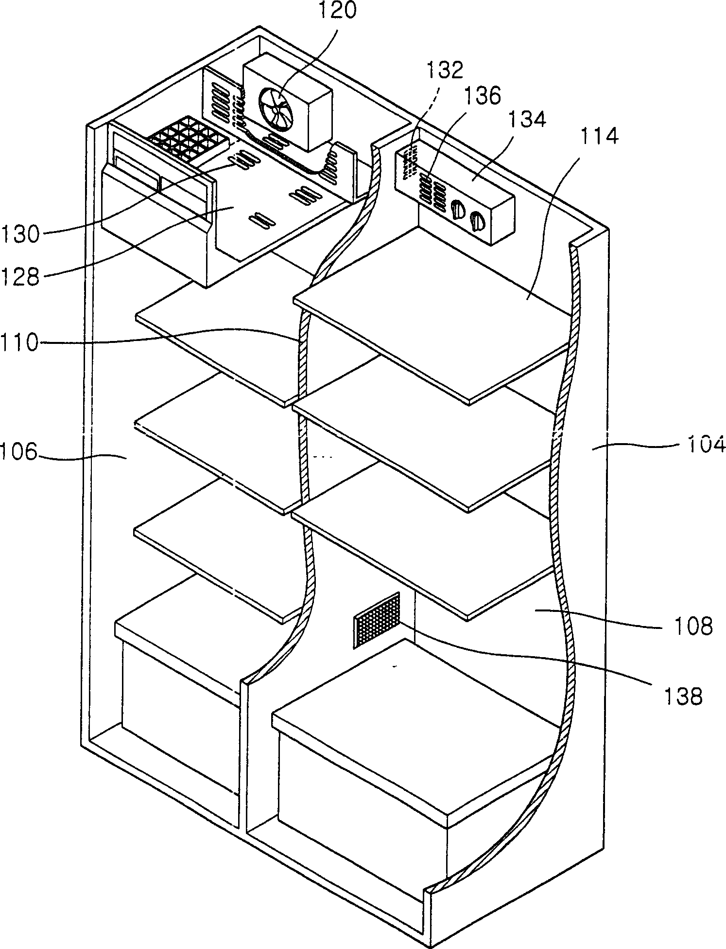 Integrated cooling device and refrigerator having same