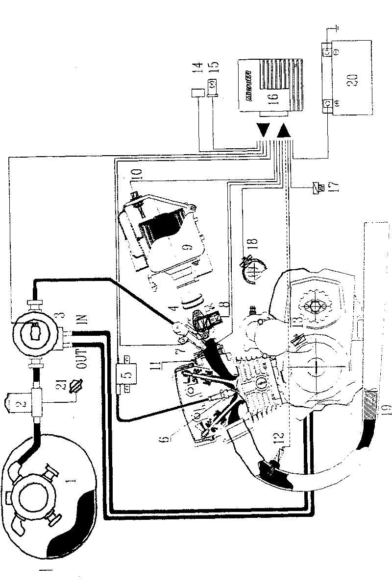 Electric control engine of motorcycle of using monofuel LPG