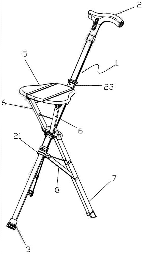Walking stick with stool function