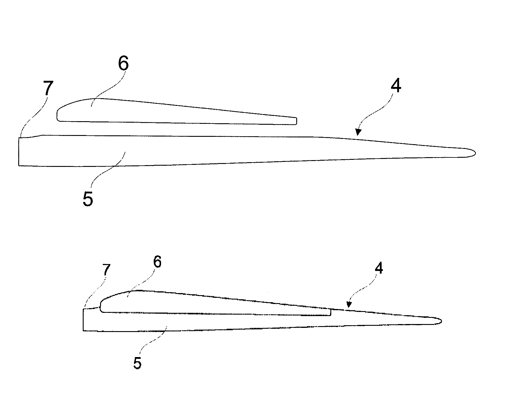 Multi-element blade with aerodynamic profiles