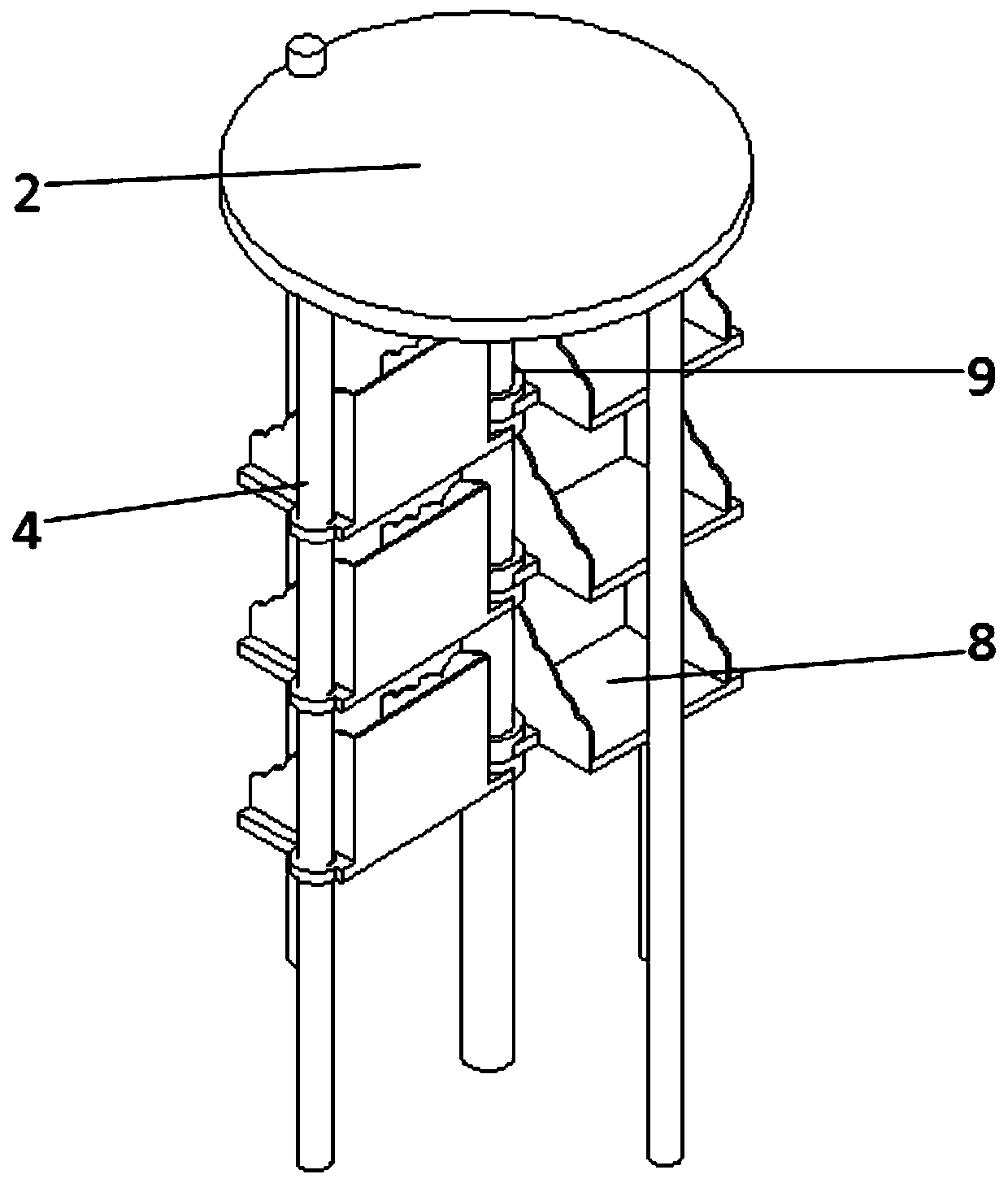 Rotary bookshelf for containing books and materials