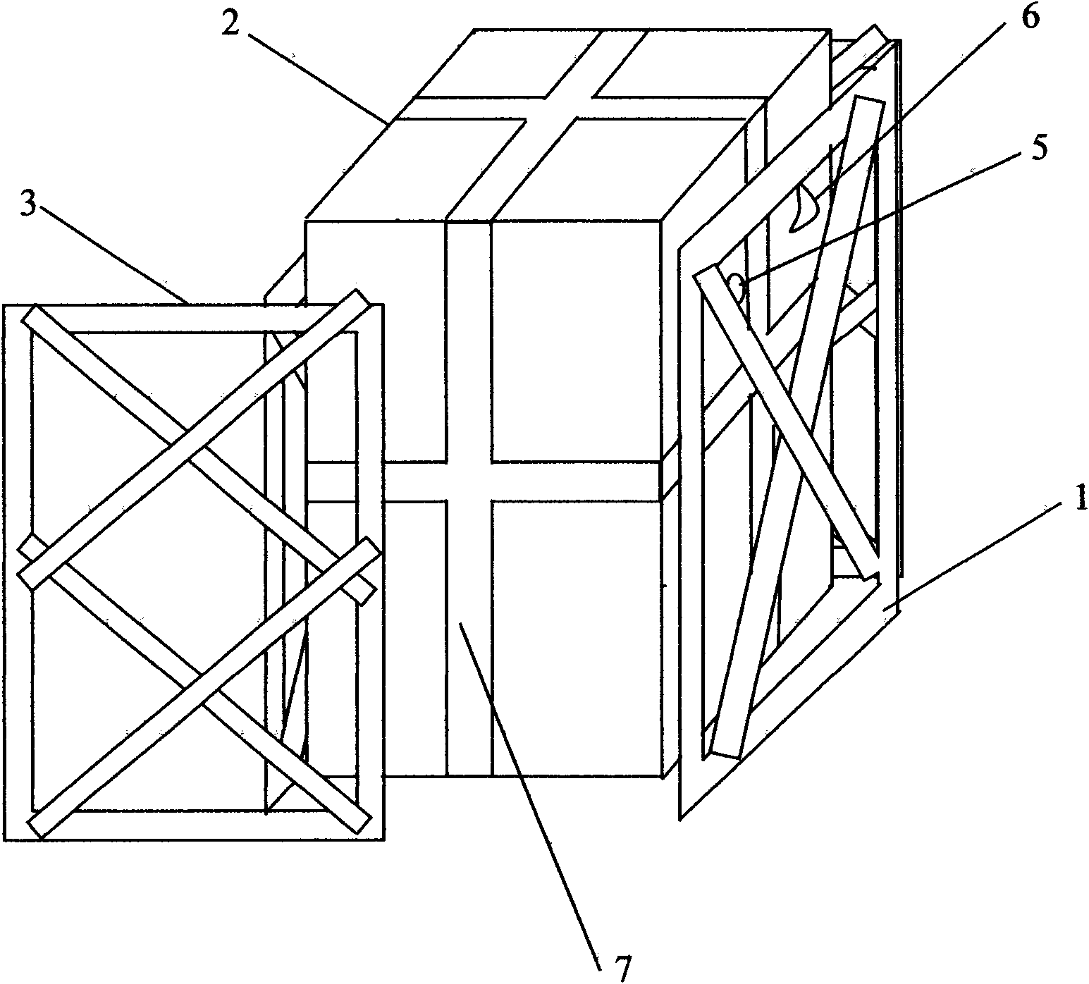 Template with rigid-flexible composite structure and partition wall construction method by retaining roadway along goaf thereof