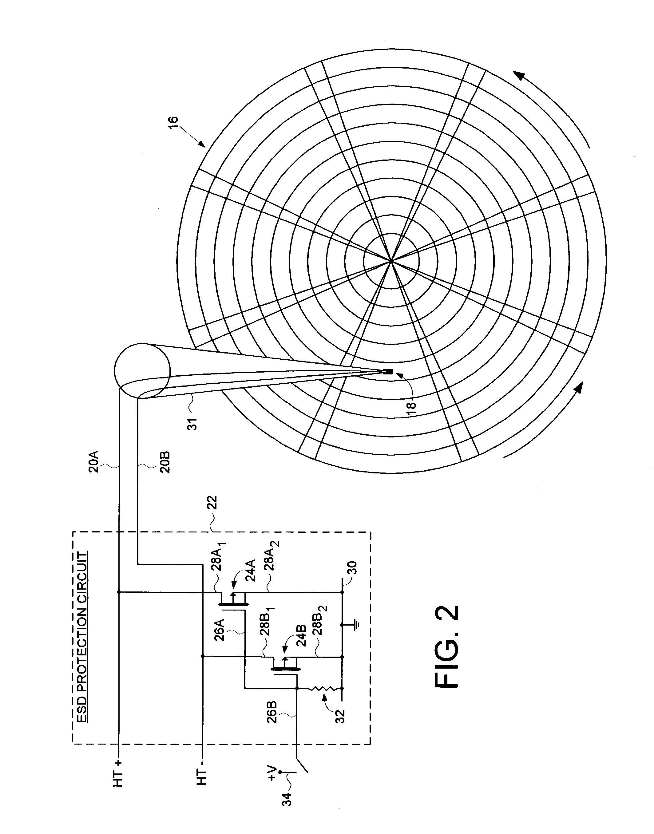 Disk drive comprising depletion mode MOSFETs for protecting a head from electrostatic discharge
