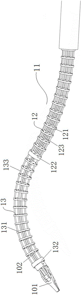 Flexible surgical tool with cross arrangement of structural bones