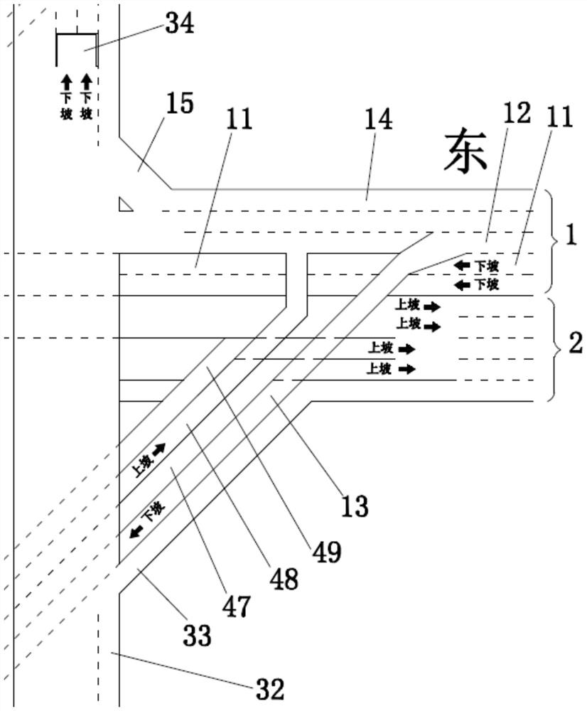 Alpha-shaped urban interchange with small steering angle and urban interchange group combination method