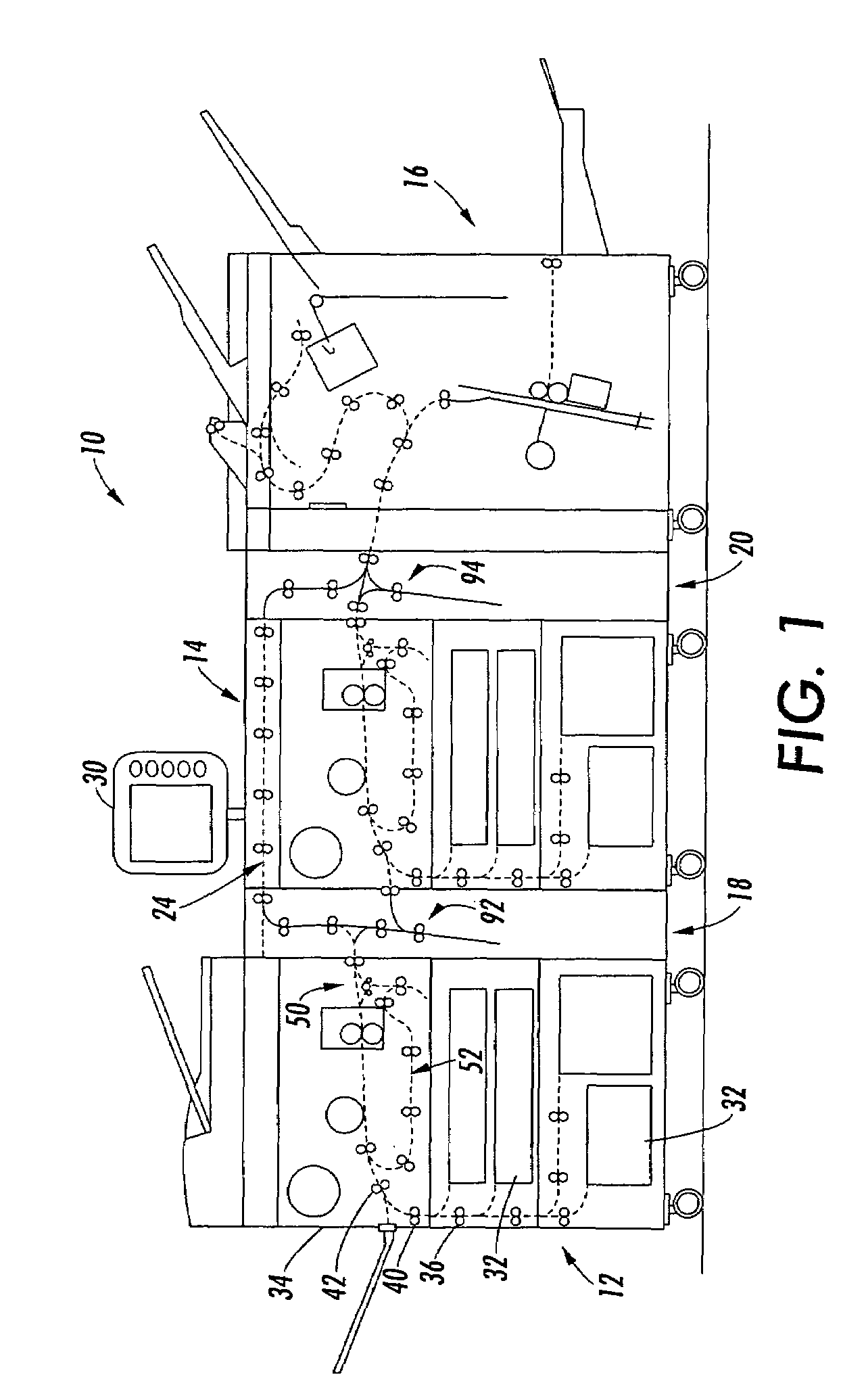 Printing system with inverter disposed for media velocity buffering and registration
