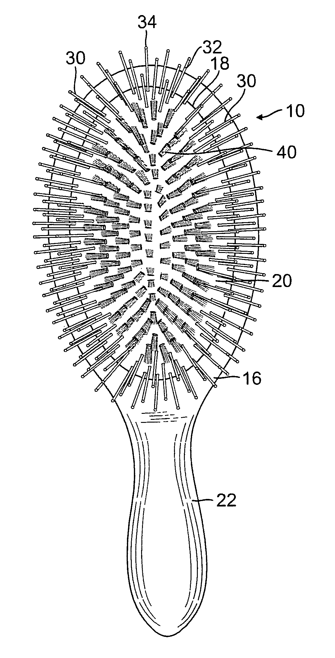 Pet hair and human hair grooming brush with two sets of different bristles