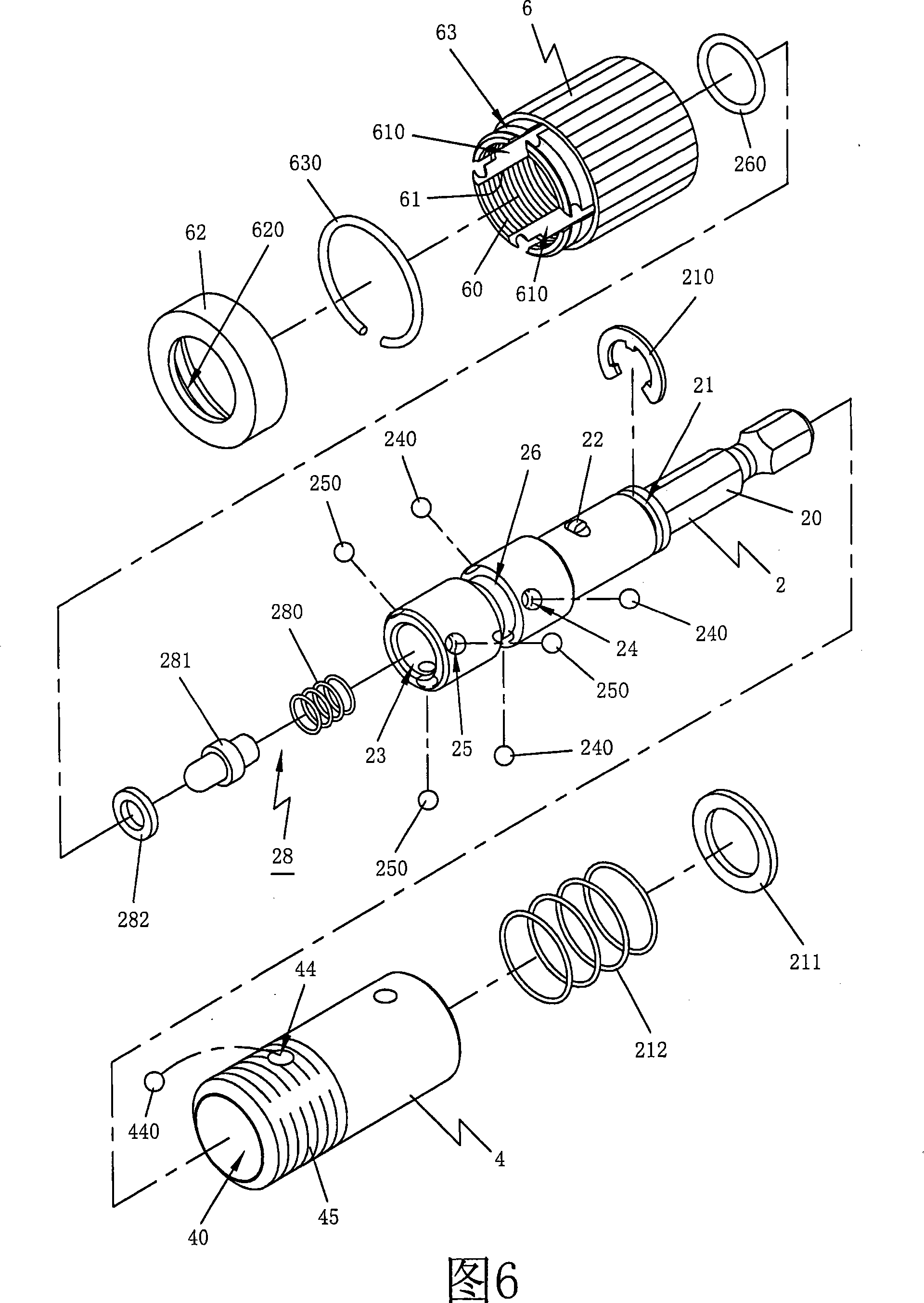 Tool starter head torsion releasing and on-off structure