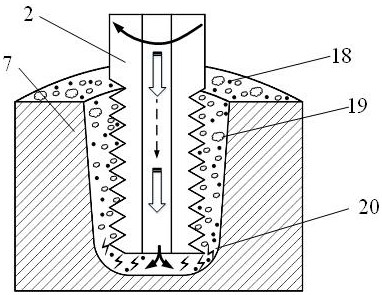 Threaded pipe electrode matching internal and external flushing EDM-electrolysis combined hole making method