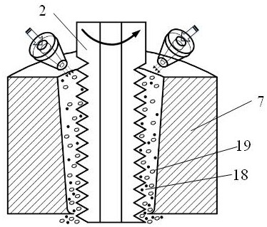 Threaded pipe electrode matching internal and external flushing EDM-electrolysis combined hole making method