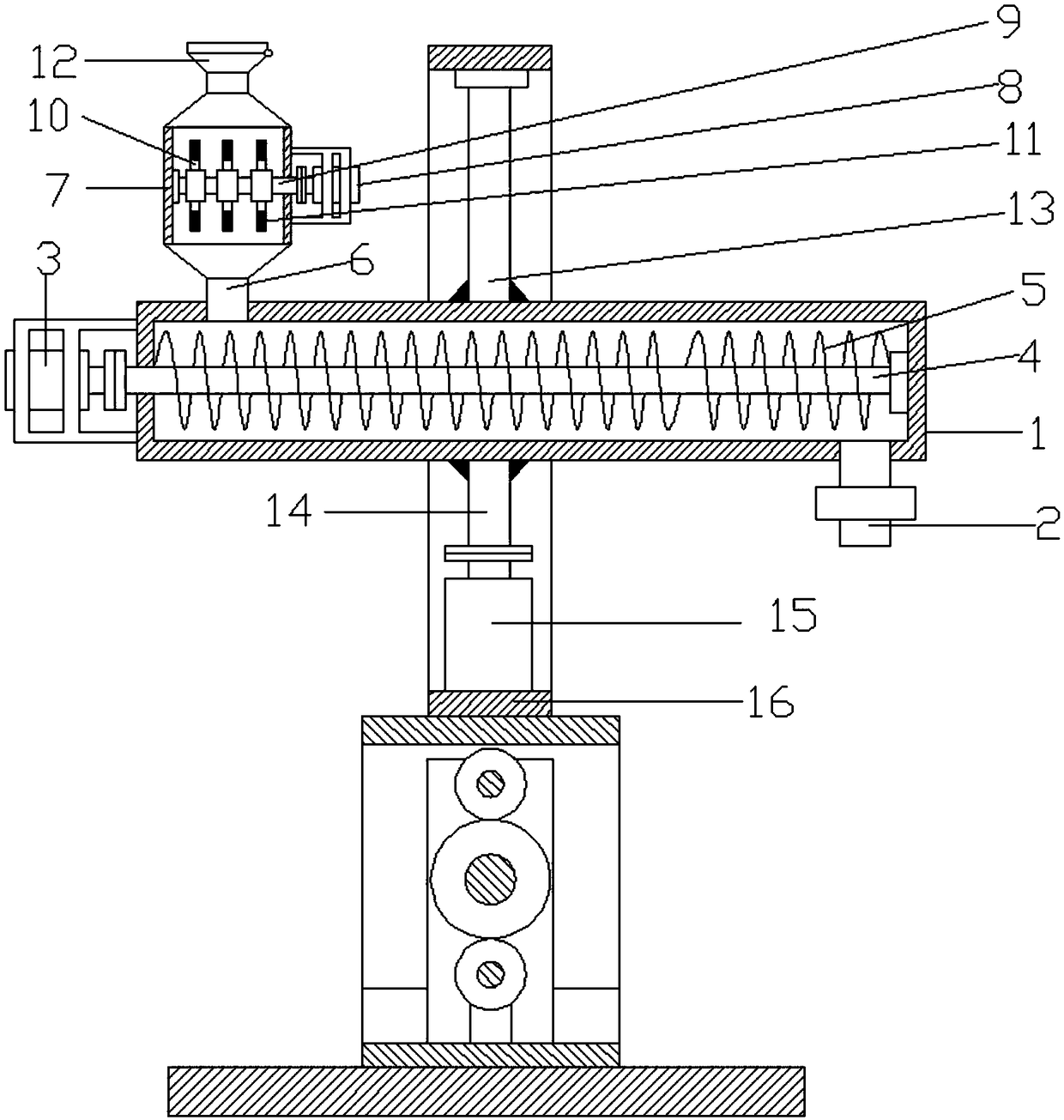 Feeding device capable of adjusting materials