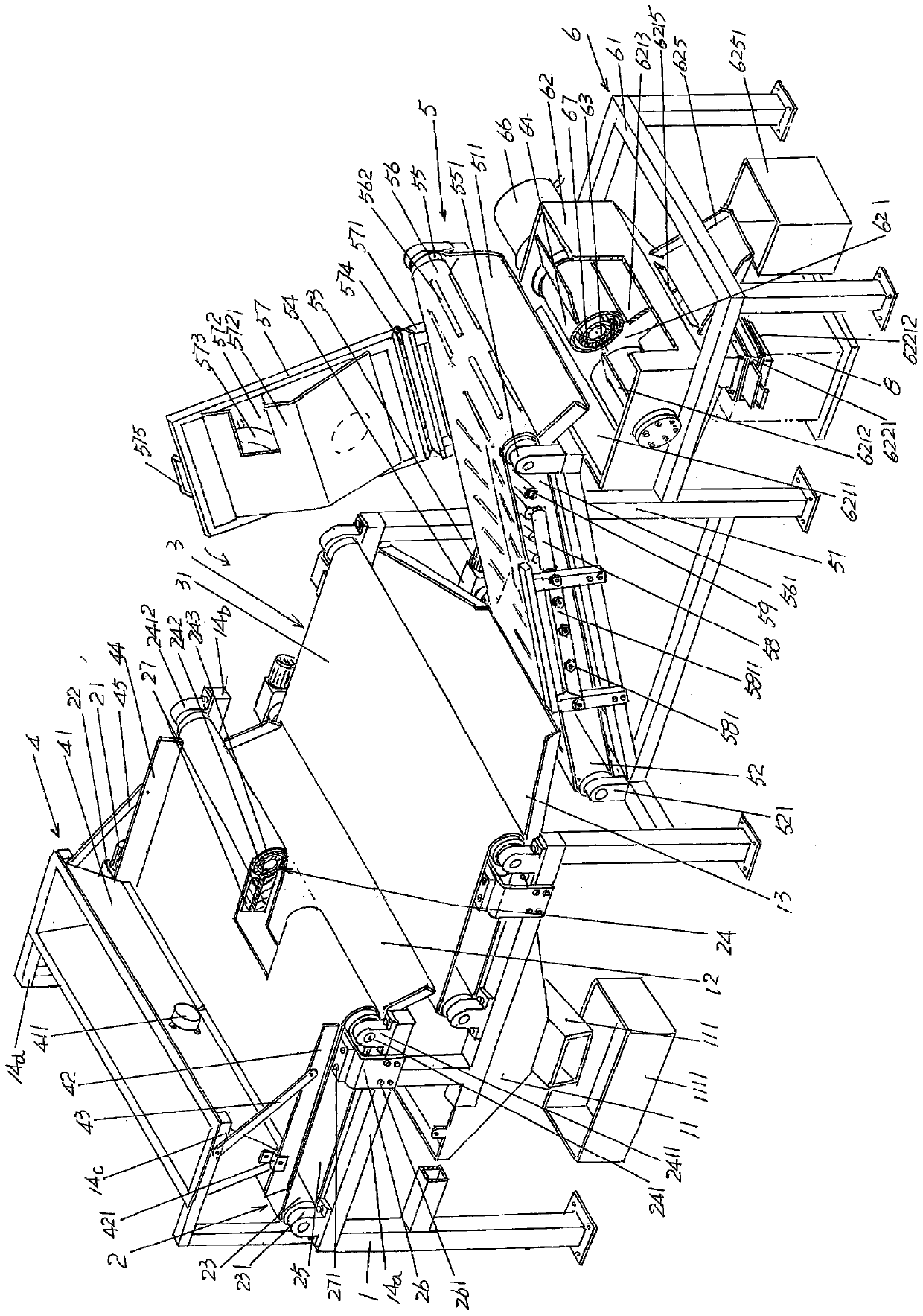 Multiple magnetic suction scrap iron block removal device of waste polyester recycled material block