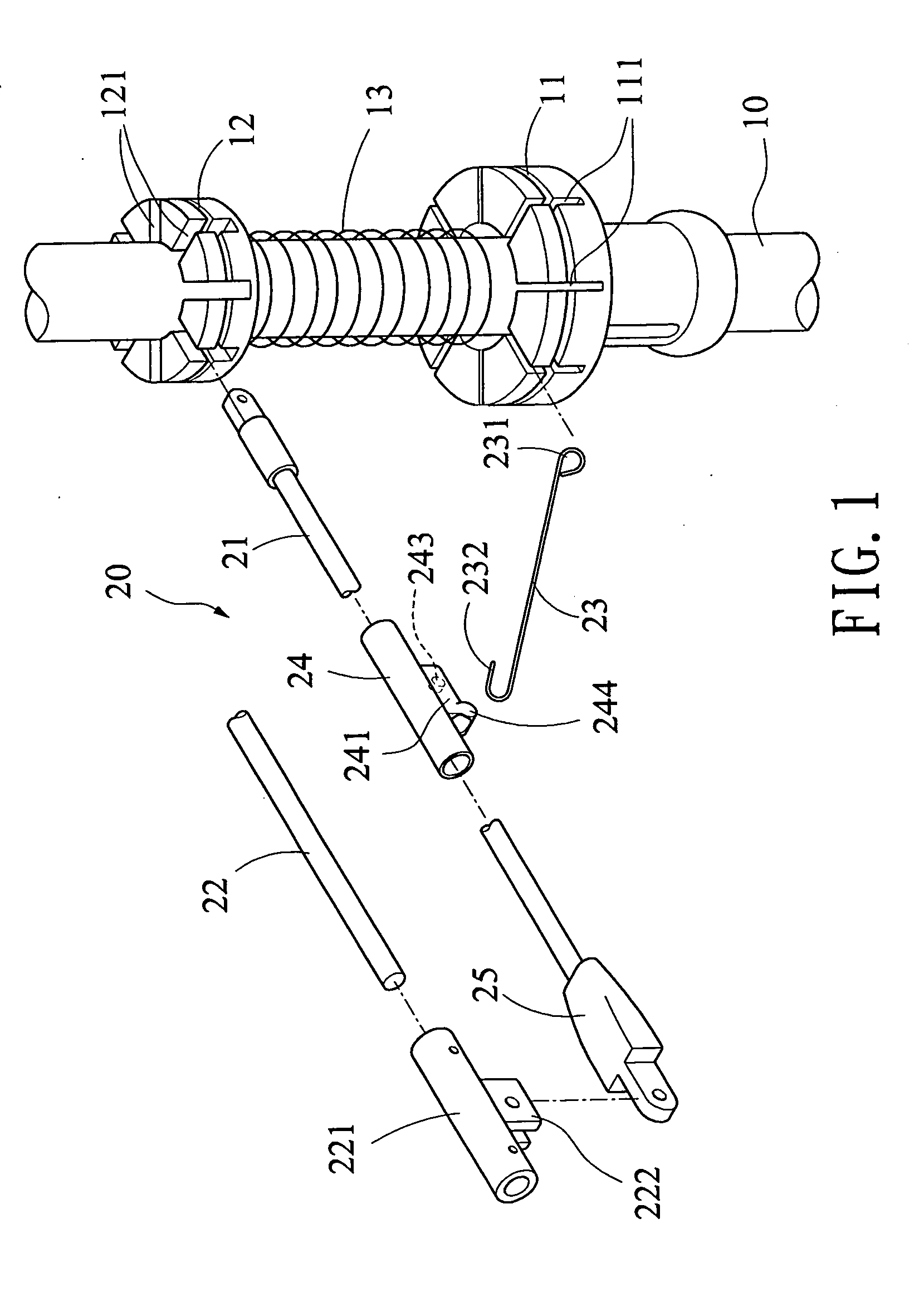 Device for securing link to spreader of umbrella