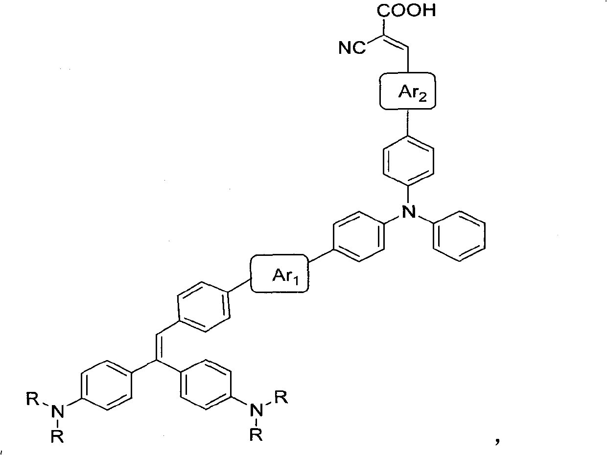Triphenylamine organic dye with gradient power supply group and application thereof