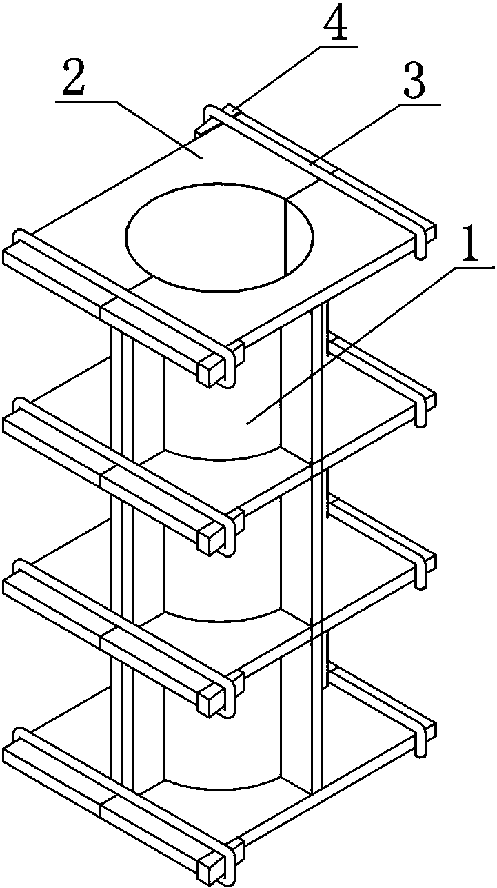 Construction mold for pouring water-cooled column and water-cooled beam of heating furnace and its pouring construction method