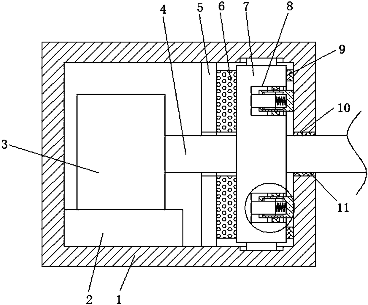 DC motor output shaft end waterproof device