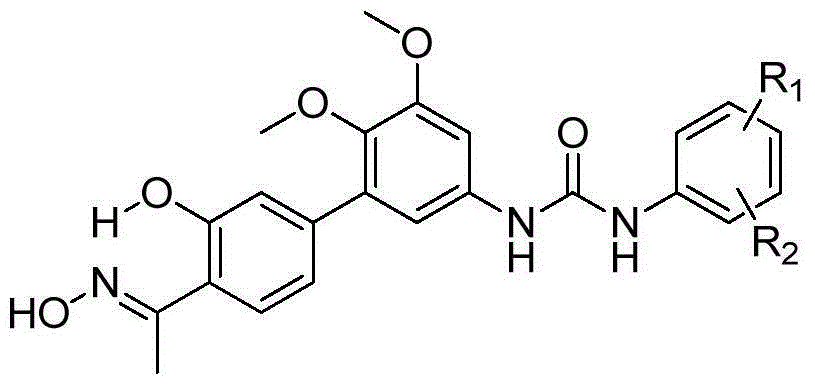 A biphenylurea compound containing an oxime group and its preparation method and application