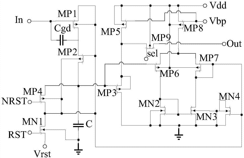 Charge transfer type analog count reading circuit based on pulse rising edge triggering
