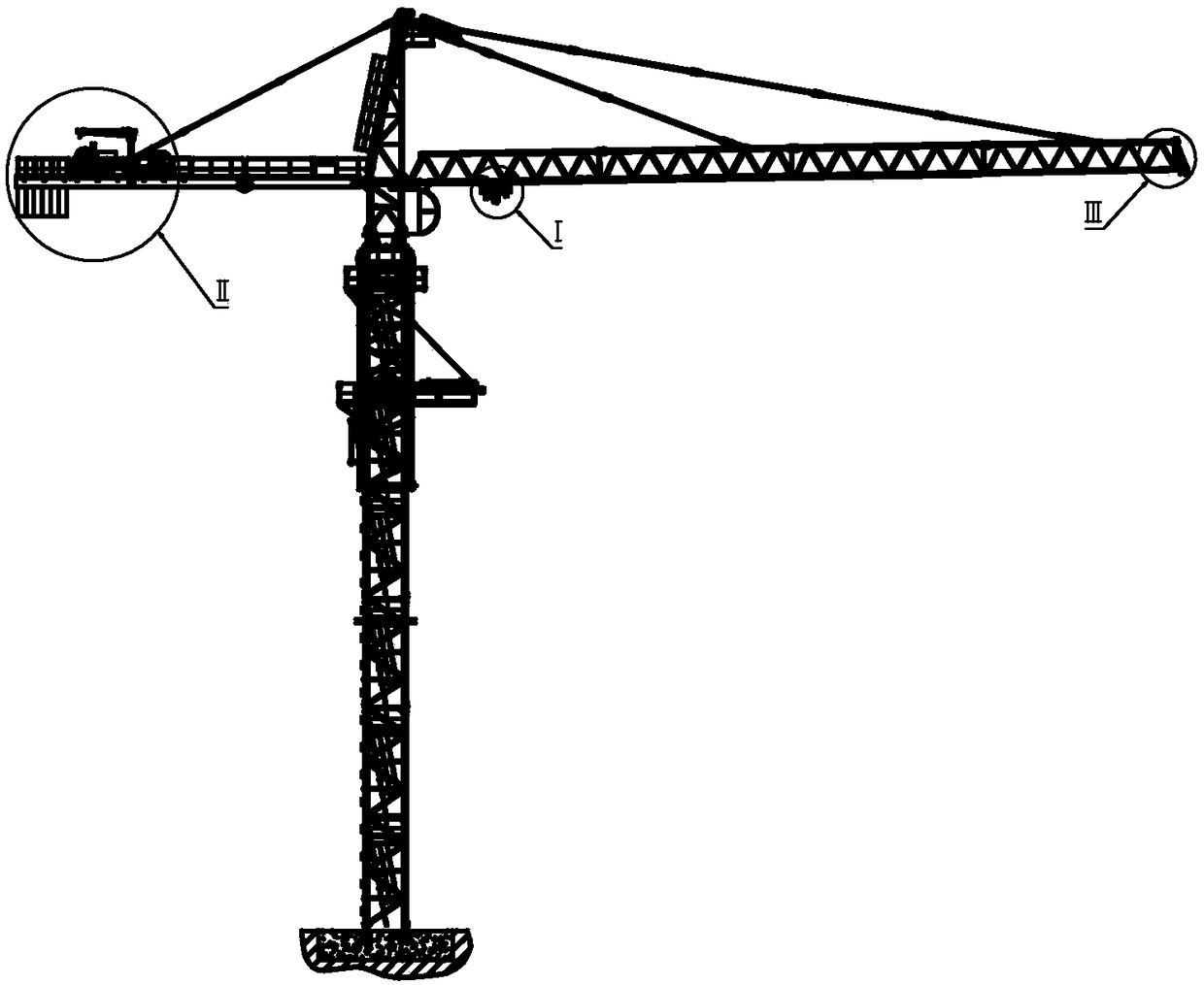 A tower crane with the function of all-round adjustment of the spatial position and posture of lifting parts