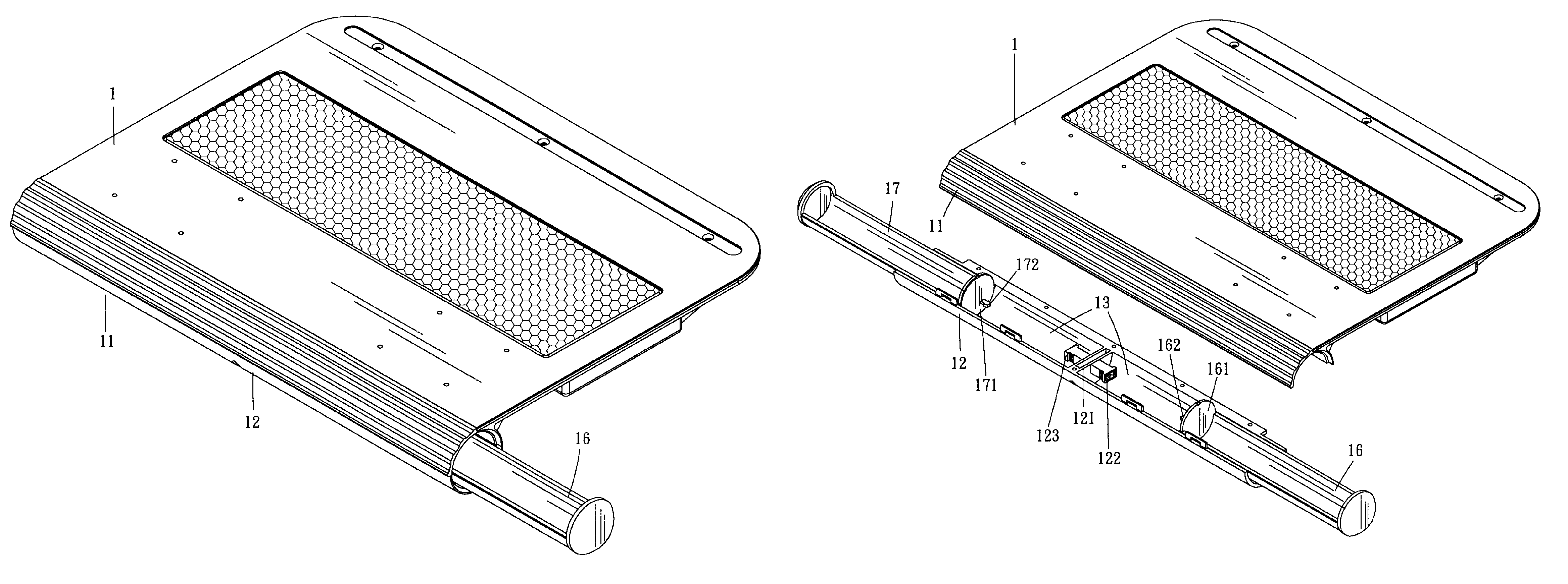 Notebook computer cooling pad with receiving box