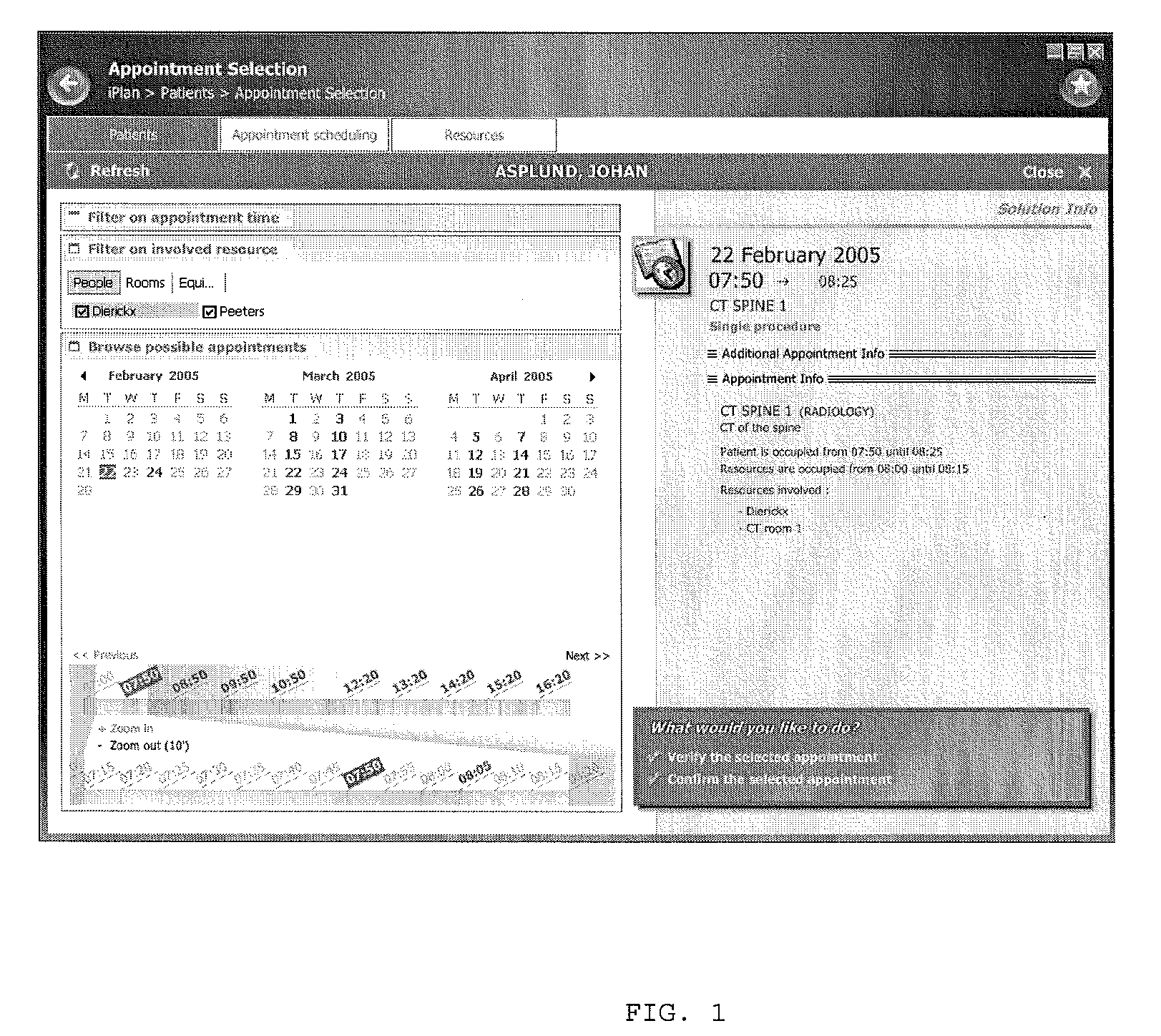 Method and User Interface For Managing and Displaying Solutions For Multiple Resources in an Appointment Scheduling System