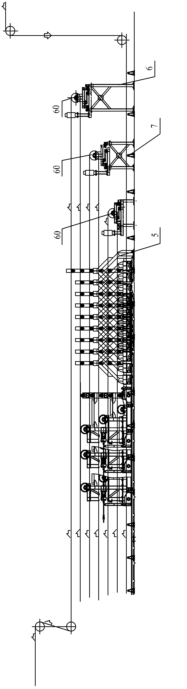 Horizontal loop device with support vehicles