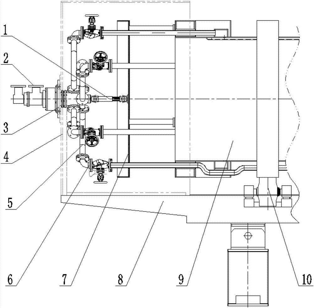 Connecting structure between rotating barrel and rotating joint of roller type drying equipment