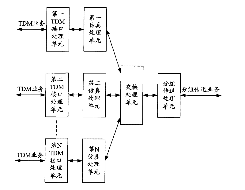 Device and method for compatibly realizing grouping transmission service and time division multiplexing (TDM) service