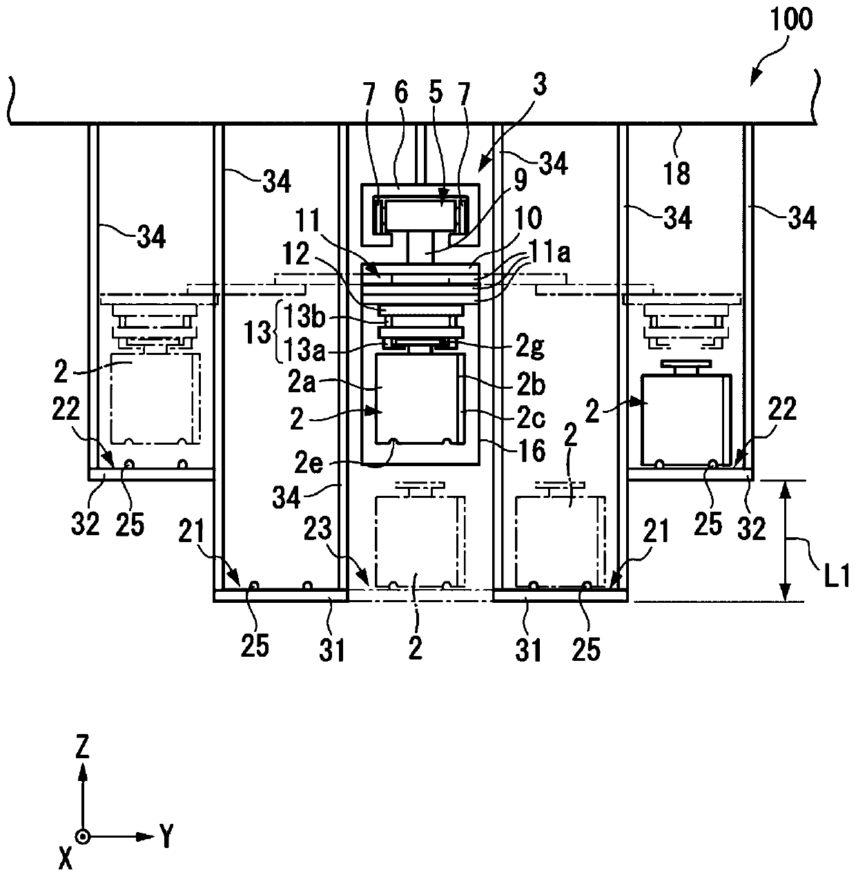 Ceiling transfer system and ceiling transfer car