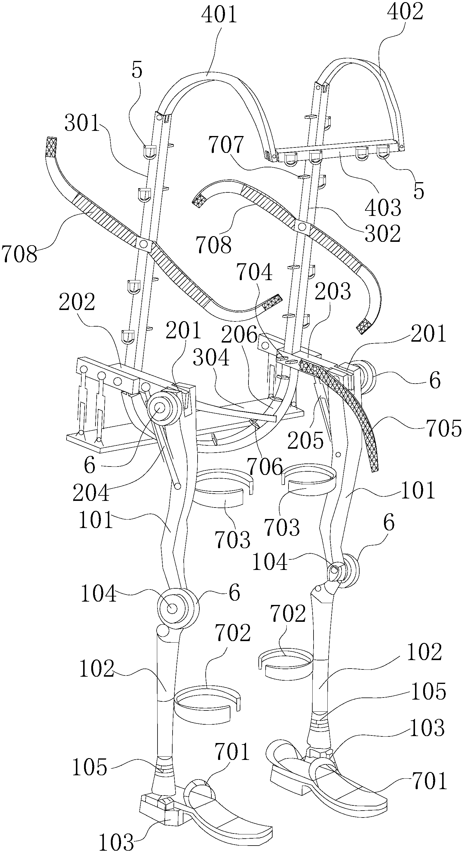 Assisting method and device for movements in space