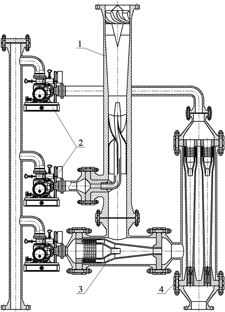 Online three-stage eddy flow dehydration device of submarine pipeline