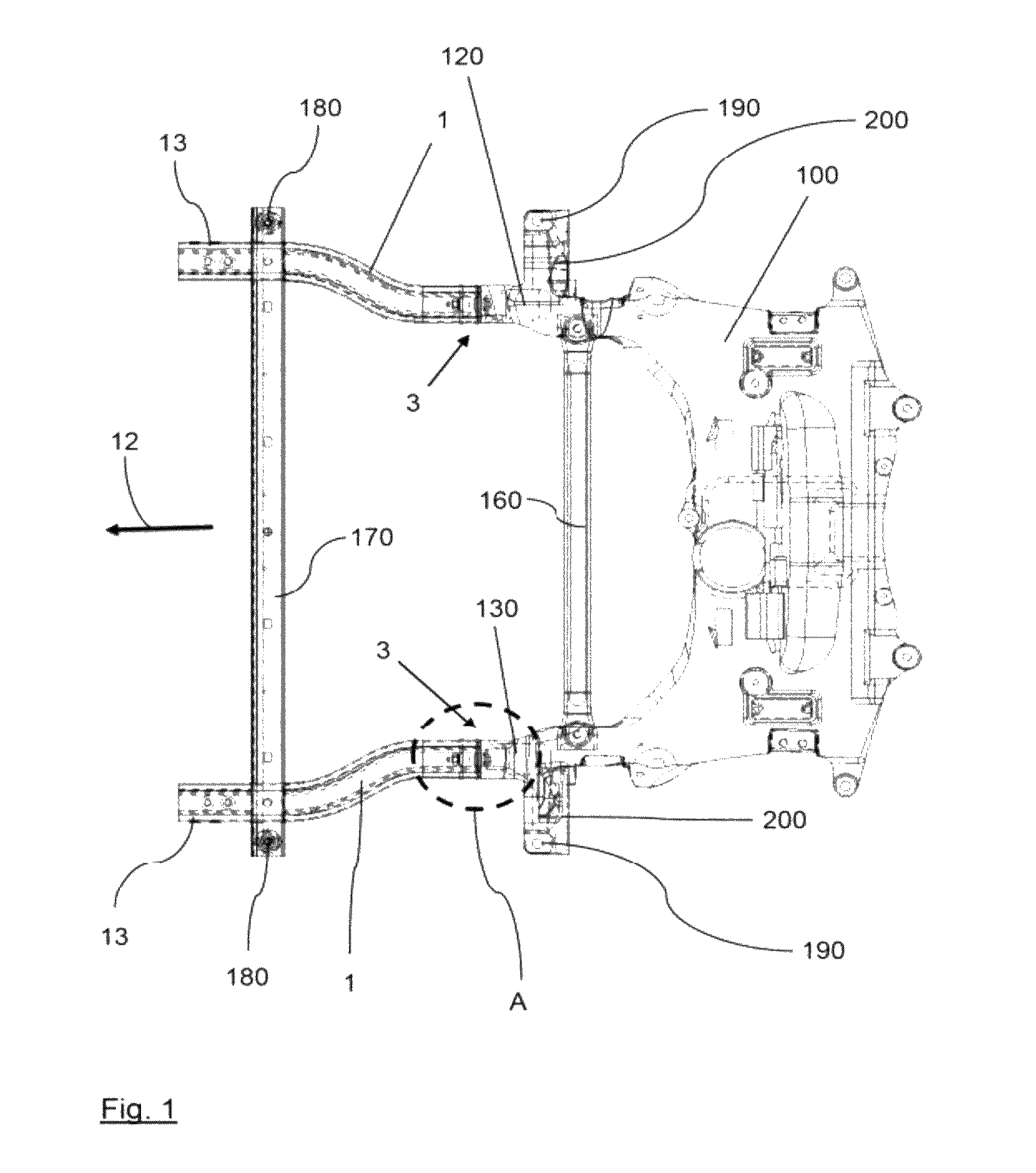 Crash structure for attachment to a front subframe for a motor vehicle