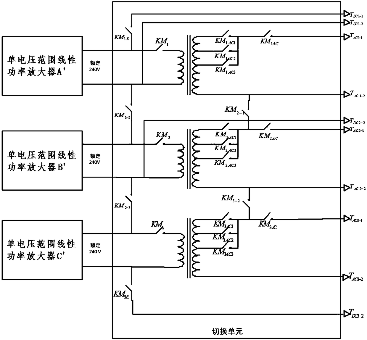 A linear power amplifier with multiple voltage outputs
