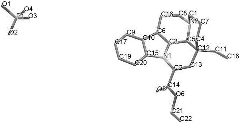 Crystal form of salt formed from vinpocetine and phosphoric acid, and preparation method