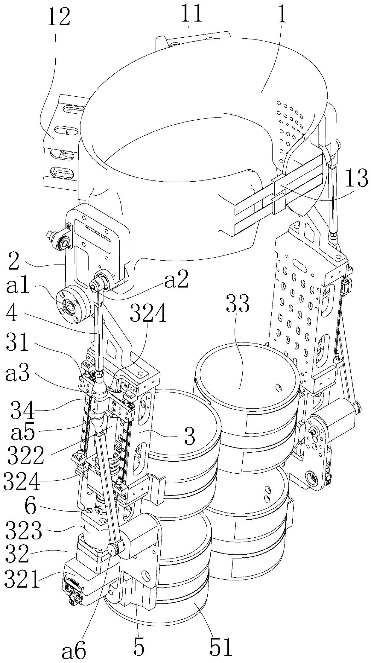 Wearable assistance device for hip joints and knee joints of lower limbs
