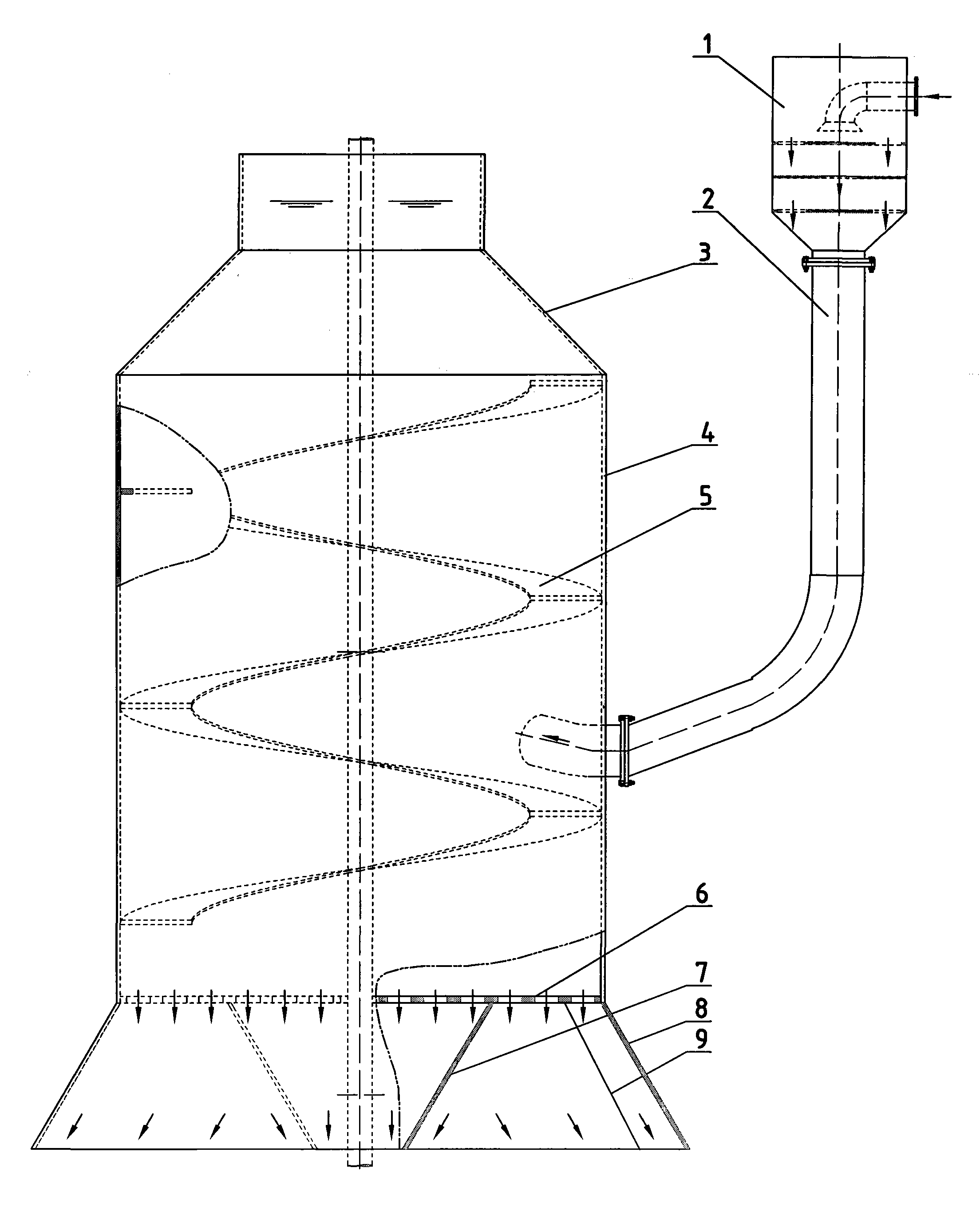 Material stabilization device of concentrator